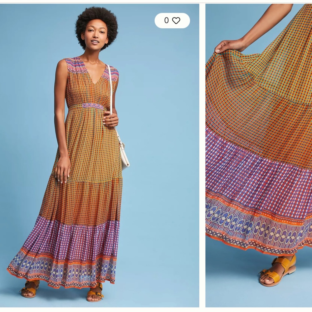 Anthropologie Tanvi Kedia Aelyn Embroidered Maxi Dress